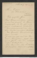 Nachlass Franz Steindachner, Brief von Adrian Jacobsen an Franz Steindachner (24.02.1893), Inv.Nr. 254.01, Seite 1